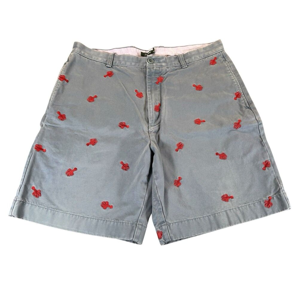 J.Crew 36 Embroidered Lobster Golf Casual Chino Shorts Green Regular Fit Preppy